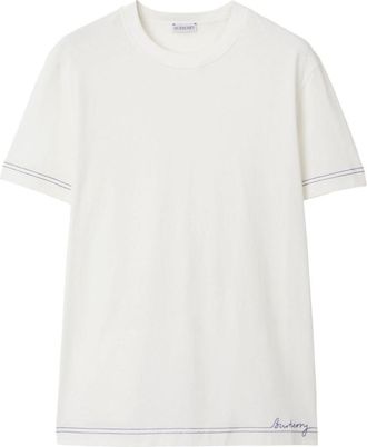 Burberry Logo-Embroidered Cotton Crewneck T-Shirt, Size XX-Small