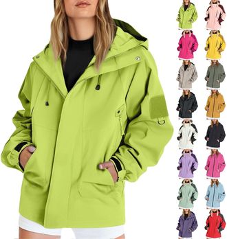 Generic Lightweight Waterproof Jacket Womens Waterproof Jacket Women Winter Outdoor Sport Camping Hiking Walking Running Full Zip Ladies Jackets Plus Size Lig