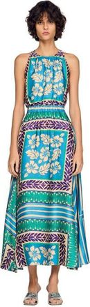 Sandro Floral print maxi dress in Green /Purple at Nordstrom, Size 42 Eu