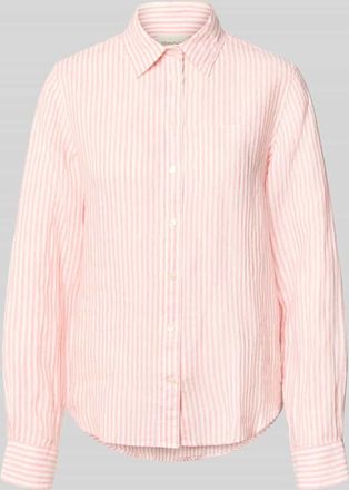 GANT Regular Fit Leinenbluse mit Hemdblusenkragen und Label-Stitching in Hellrosa, Gr&ouml;&szlig;e 34