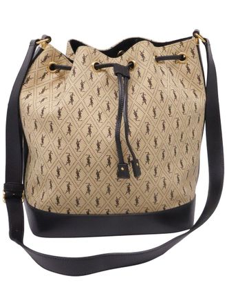 Saint Laurent Camel Nylon Canvas Monogram Bucket Bag (Authentic Pre-Loved)