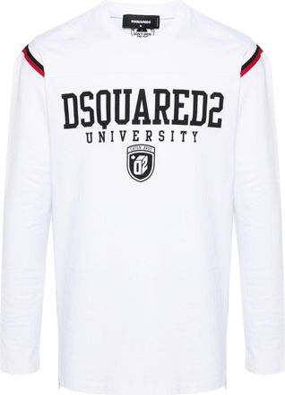 Dsquared2 stripe-detail long-sleeve T-shirt - men - Polyester/Cotton - S - White