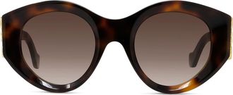 Loewe Anagram 50mm Round Sunglasses in Dark Havana /Gradient Brown at Nordstrom