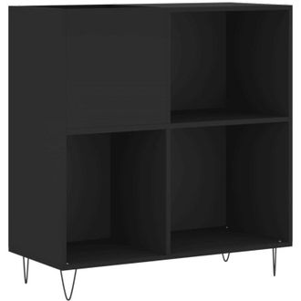 vidaXL Vidaxl - Mueble Para Discos Madera Contrachapada Negro 84,5x38x89 Cm