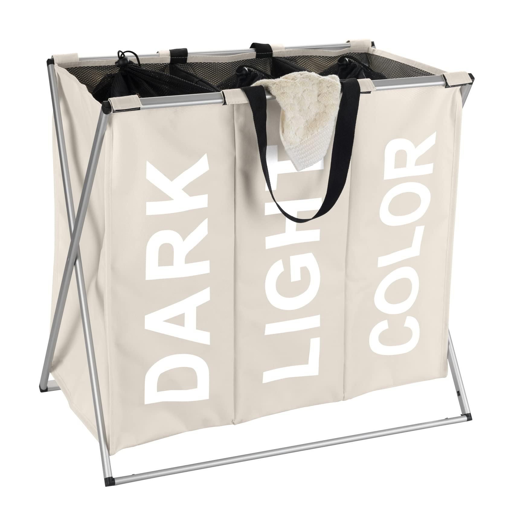 WENKO Garten-Organisierer – 84 Taschen, Mit 3 Metallhaken, Türhänger, 117,5x60,5cm, Beige/grün, Waschbar, Für Gartengeräte