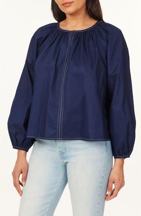 Scotch & Soda Topstitch Peasant Top in Maritime Blue at Nordstrom Rack, Size X-Small