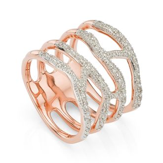 Monica Vinader Rose Gold Riva Waterfall Cocktail Diamond Ring Diamond