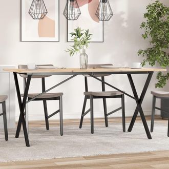 Berkfield Home Dining Table Legs X-Frame 140x60x73 cm Steel in Black | Size: 140 x 60 x 73 cm