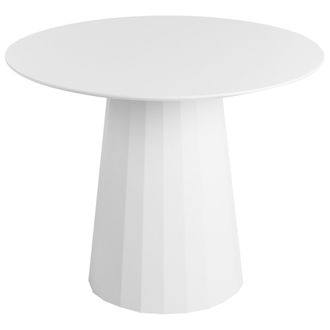 Beliani Beliani - Mesa De Comedor De Madera De Mdf Con Estructura De Acero 100 Cm Pedestal Blanco Plato