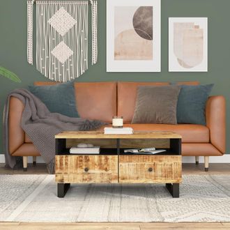 vidaXL Mesa De Centro Madera Maciza Mango Y Contrachapada 80x54x40 Cm Vidaxl
