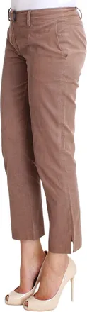 Costume National Womens Brown Cropped Corduroys Pants Cotton Blend