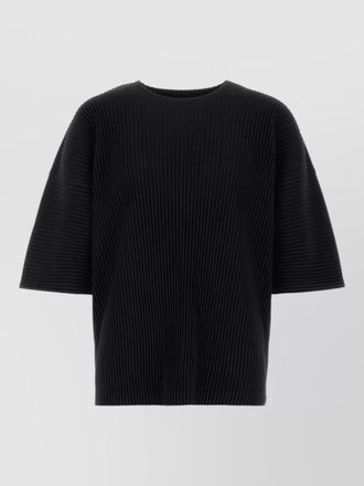 Homme Pliss&eacute; Issey Miyake pleated relaxed fit round neck t shirt