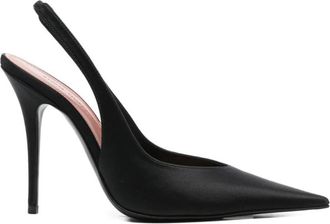 Amina Muaddi Anok Slingback Pumps - Dames - Pumps - Zwart - 37 EU - Satijn - Schoenen