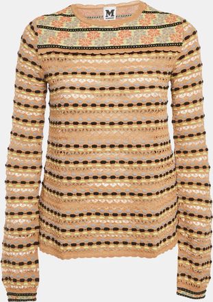 M Missoni Beige Floral Perforated Knit Top
