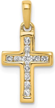 Diamond2Deal 10K Gold 1/6ct. Diamond Latin Cross Pendant