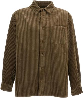 A.P.C. Corduroy Katoenen Overshirt - Heren - Casual Overhemden - Bruin - L - Katoen - Overhemden