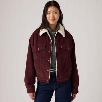 Levi's Corduroy 90s Sherpa Trucker Jacket - Womens - L - Brown