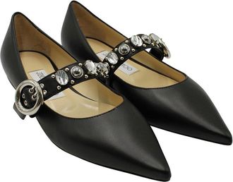 Jimmy Choo London Womens Leather Gela Ballerina Shoe (Authentic Pre-Loved)