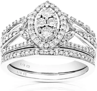 Vir Jewels 1/3 cttw Lab Grown Diamond Wedding Bridal Set in Sterling Silver For Women