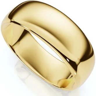 Pompeii3 14K Yellow Gold 7mm Comfort Fit Wedding Band Ring Mens Size Selectable