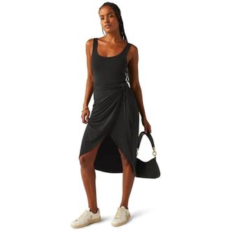 Beyond Yoga Beyond Yoga Intrigue Midi Dress Womens Black Scoop Neck Sleeveless GBO4045