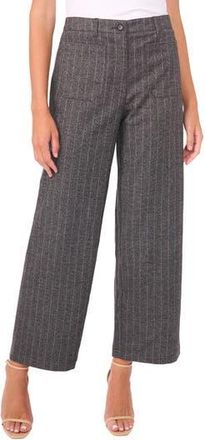 Vince Camuto Stripe Patch Pocket Crop Wide Leg Pants in Rich Black/White at Nordstrom Rack, Size 14