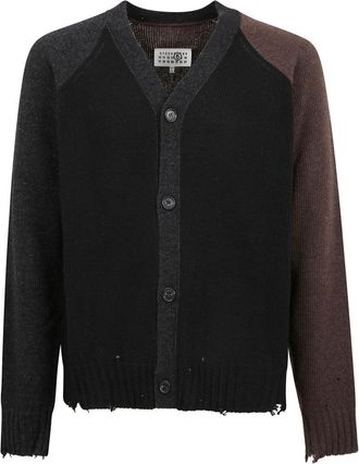 Maison Margiela Two-Tone Distressed Cardigan