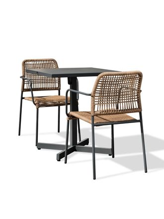 DCB Garden Conjunto de comedor de 2 plazas en acero