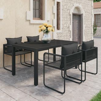 vidaXL Set De Comedor De Jard&iacute;n De 5 Piezas Pvc Rat&aacute;n Negro Vidaxl