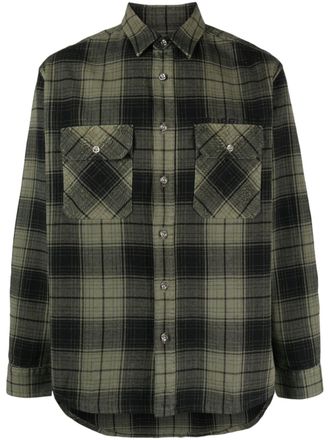Purple flannel long-sleeve shirt - men - Cotton - S - Green