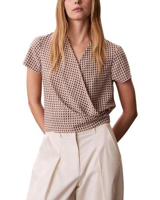 Calvin Klein Crepe Print Wrap Top