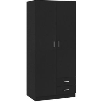 vidaXL Wardrobe Black 80x52x180 cm Engineered Wood vidaXL