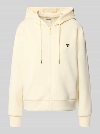 Guess Sweatjacke mit Label-Applikation Modell OLYMPE in Offwhite, Gr&ouml;&szlig;e XL
