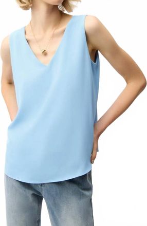 Joseph Ribkoff Sleeveless V-Neck Woven Twill Tank Top In Sky Blue