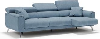 Divani.Store Caravaggio Divano con 3 sedute allungabili indipendenti e poggiatesta reclinabili in tessuto impermeabile T02 244 cm carta da zucchero