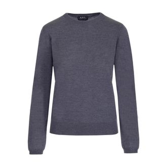 A.P.C. Truien - Dames - Ronde hals truien - Grijs - L - Wol - Truien & Vesten