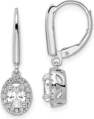 Diamond2Deal 14k White Gold Lab Grown Diamond Oval Shape Drop Dangle Earrings