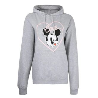 Disney Dames/dames Mickey Love Kiss Hoodie (Heide Grijs)