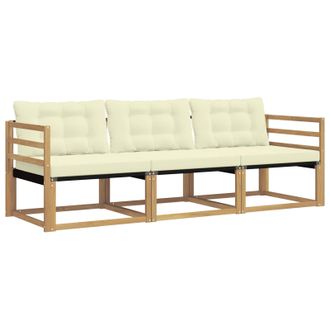 vidaXL Conjunto De Sof&aacute;s De Exterior Con Coj&iacute;n 3 Pcs Blanco Y Crema Vidaxl