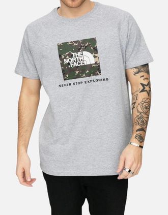 The North Face Mens The North Face Mens T Shirts Reglan Redbox Short Sleeve Crew Neck Summer NSE Tee - Grey - Size: 38