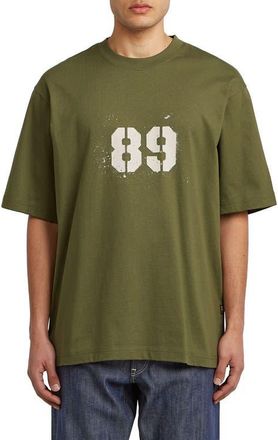 G-Star Sprayed 89 Boxy Organic Cotton Graphic T-Shirt in Shadow Olive at Nordstrom, Size Xx-Large