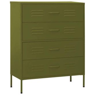 Berkfield Home Chest of Drawers Olive Green 80x35x101.5 cm Steel