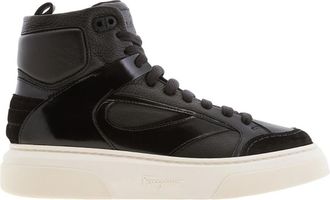 Ferragamo Cassio Leather High-Top Sneakers, Size 10