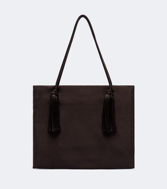The Row Cecily Tassel silk duchesse top-handle bag