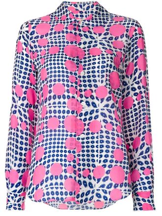 Comme Des Gar&ccedil;ons flowers and dots print shirt - women - Cupro - M - Pink