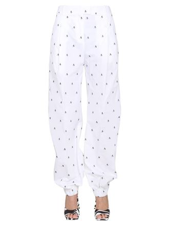The Attico Womens All Over Logo Pants - White Cotton - Size EU 40 (Womens)