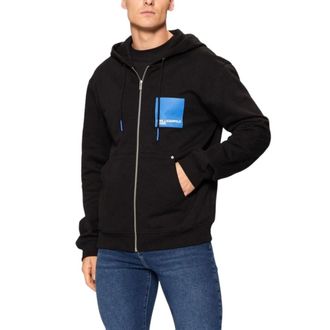 Karl Lagerfeld Hoodies & sweatvesten, Heren, Zwart, M, Katoen, Box Logo Zip-up Hoodie