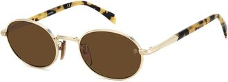 Eyewear by David Beckham Goud Honing Havana Zonnebril - Heren - Zonnebrillen - Geel - 52 MM - Accessoires