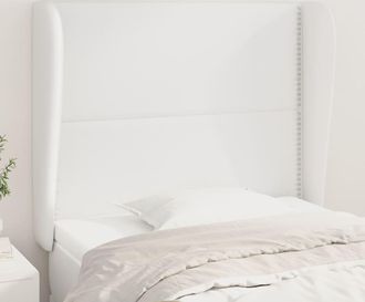 vidaXL Cabecero Con Orejas De Cuero Sint&eacute;tico Blanco 103x23x118/128 Cm Vidaxl