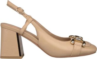 Alma En Pena Ankle Tie Pump - Dames - Pumps - Beige - 38 EU - Leer - Schoenen